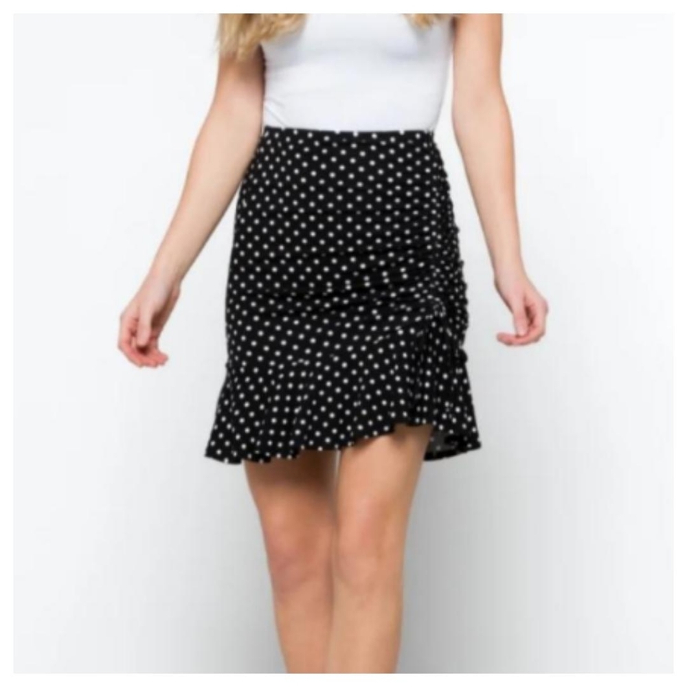Loveapella black and white polka dot rouched skirt XS - Picture 1 of 6